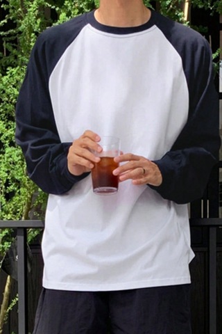 Tarz Cool Erkek Reglan Kol Uzun Kollu Basic Tişört Süprem %100 Cotton Bisiklet Yaka Rahat Kalıp Lacivert