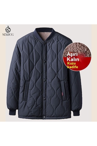 Polar Astarlı Ekstra Kalın Pamuklu Dolgulu Ceket Mavi