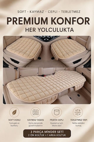 Araç İçi Soft-kaymaz Taban Cepli Terletmez Araç Oto Minder Seti