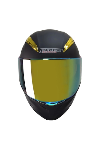 Fazer 965 Çene Açılır Kask Mat Siyah-gold Gold Camlı+güneş Vizörlü