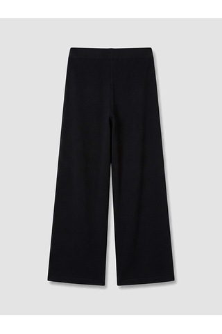 Lcw Everyday Siyah Beli Lastikli Geniş Paça Kadın Triko Pantolon