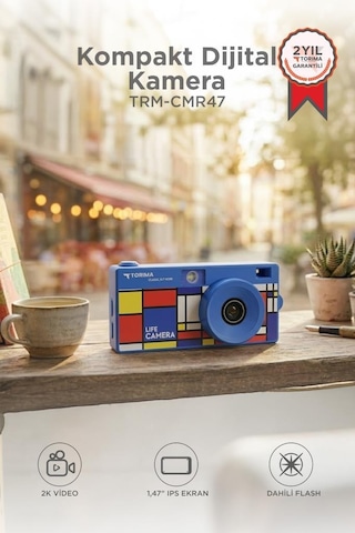 Torima Life Dijital Kamera Selfie Video Vlog Kamerası Mini Fotoğraf Makinesi CMR47 Mavi