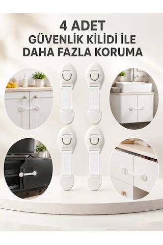 4'lü Esnek Kayışlı Çocuk Güvenlik Kilidi Pratik Ve Güvenli Kullanım 1