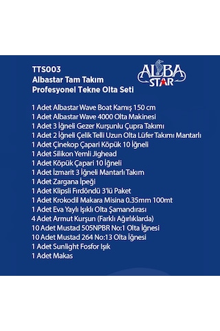 Albastar Tam Takım Profesyonel Tekne Olta Seti Tts003 150 CM-Standart
