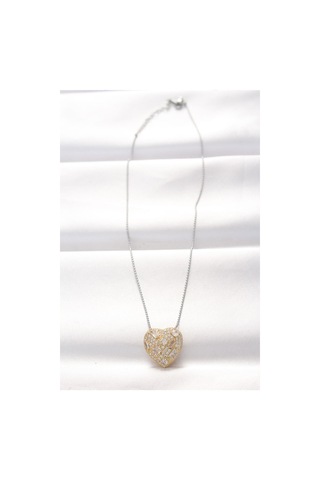 316l Çelik Çift Renk Zirkon Taşlı Kalp Kolye - Prt3500eb01276-6340 Çok Renkli