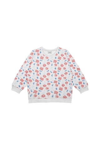 Antebies Suluboya Çiçek Sweatshirt Tayt Set Pembe