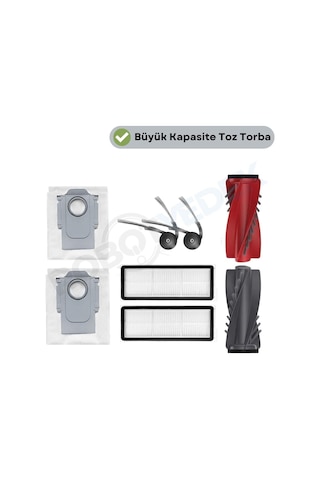 Roborock Qrevo C Pro Ana Fırça, Hepa Filtre, Yan Fırça, Toz Torbası 7 Parça