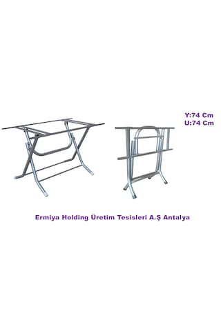 U: 74 Y: 74 Cm Werzalit Ahşap Masa Ayak Ayağı Katlanabilir Kırma Çerçeveli Küçük Ayak Koyu Gri Açık Gri