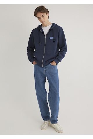 Mavi - Mavi Logo Baskılı Fermuarlı Lacivert Sweatshirt 0611715-70490 Lacivert