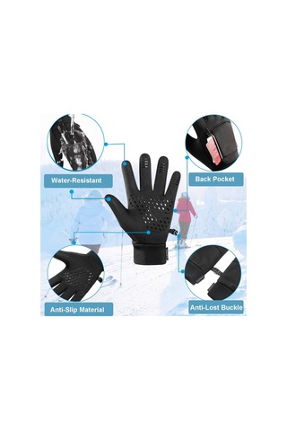 Kış Eldivenleri Su Geçirmez Termal Spor Eldivenleri Erkekler Kadınlar Koşu Bisiklet Sürüş Yürüyüş İş İçin Sıcak Eldivenler - Xl