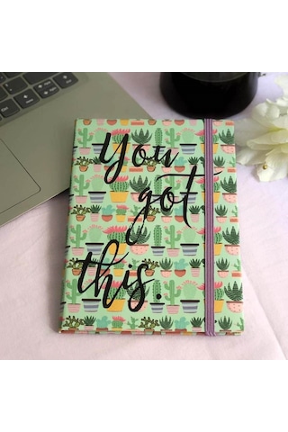 Kaktüs You G Ot This Tasarımlı Lastikli Çizgisiz Defter Çok Renkli