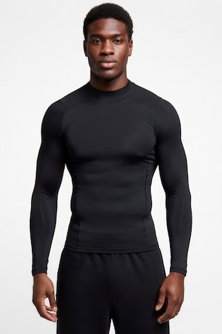 Premium Siyah Uzun Kol Compression Erkek T-shirt Spor Gym Fitness Boks Kickboks Tişört Siyah