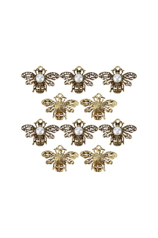 Lemestar Gümüş Altın Renkli Ab Pırlanta Arı Desenli Broş 10 Adet , 2.5x3.5cm, Allüminyum Malzeme, Giyim Ayakkabı Çanta Dekorasyon Aksesuarı Çok Renkli