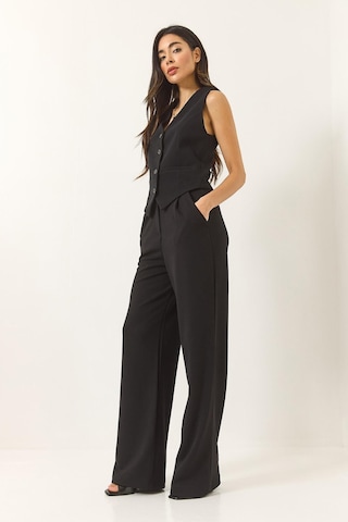 Kadın Yüksek Bel Rahat Palazzo Pantolonlu Yelekli Örme Alt-üst Takım 9315 60281022 - Siyah