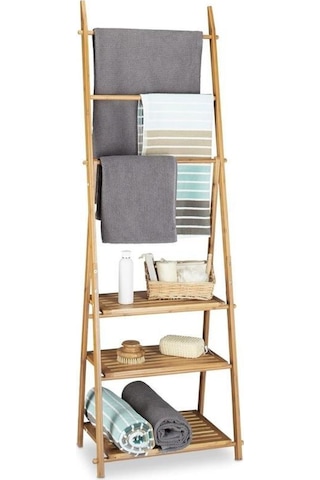 Digithome Bambu 3 Raflı Havlu Askısı Banyo Düzenleyici Havluluk Organizer Db-0006 Kahverengi