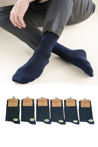 Ozzy Socks 6 Çift Yumuşak Dokulu Erkek Lacivet Bambu Dikişsiz Soket Çorap Seti Lacivert