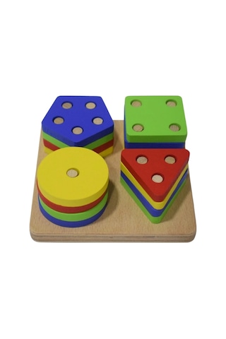 Eğitici Ahşap Kare Geometrik Zeka Oyunu 17 Parça Kokusuz, Sağlıklı, Boyası Çıkmaz