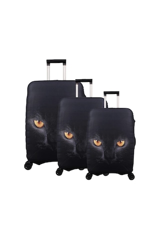 Bagacar Cat Büyük Orta Kabin Boy İçin 3 Lü Valiz Kılıfı Siyah