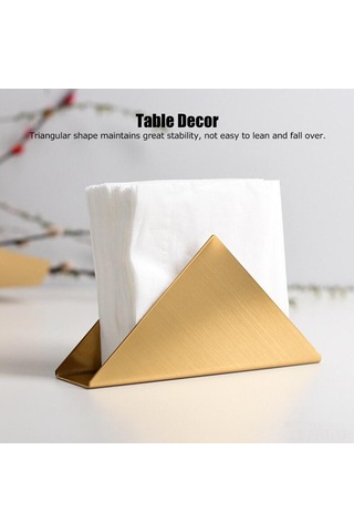 Hangfox Altın Renkli Triangular Paslanmaz Çelik Servis Peçete Tutucu - Otel Restoran Ev Dekoratif Sabit Konumlu Masa Üstü Peçete Tutucu