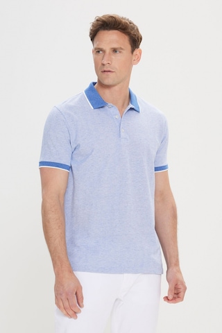 AC&Co / Altınyıldız Classics  Erkek Mavı Slim Fit Dar Kesim Pamuklu Jakarlı Polo Yaka Tişört Mavı