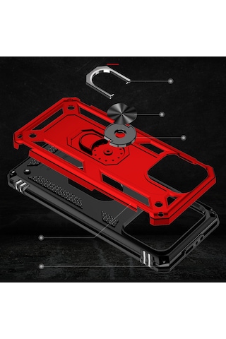 Xiaomi Mi 11 Ultra Çift Katmanlı Ve Yüzüklü Tam Koruma Vega Premium Kılıf Siyah