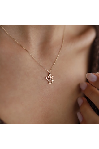 Sarı Altın Minik Melek Kolye As1107Kl Altınsepeti