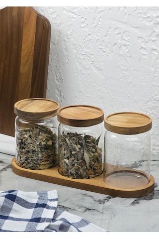 Akasya 3lü Kavanoz Seti - Cam Kavanoz Takımı - 3x600 Ml