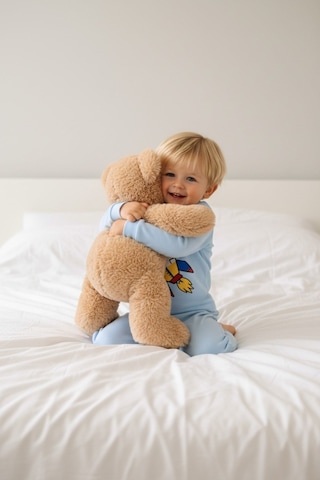 Aden Kids Mevsimlik Pamuklu Kumaş Karikatürlü Çocuk Pijama Takımı Mavi