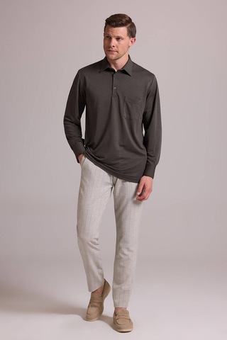 Ysf Erkek Koyu Yeşil Polo Yaka Sweatshirt