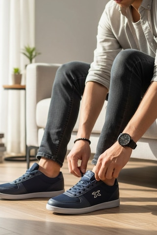 Enoch Erkek Düz Taban Spor Ve Günlük Ayakkabı Tam Ortopedik Tabanlı Lacivert Şık Sneaker 2332 Lacı