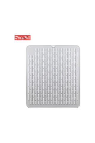 Tenfowee Büyük Boy Mutfak Silikon Sulama Pedı - Yemek Takımı Kurutma Matı - Lavabo Islak Yere Dirençli - Beyaz Beyaz