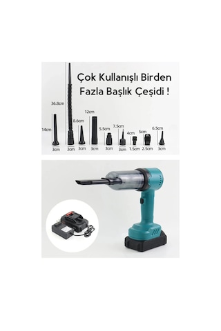 Yeni 2in1 16000 Pa Araç İçi Süpürge 3 Kademeli Çoklu Başlıklı Vakumlu Üflemeli Şarjlı Araç Süpürgesi