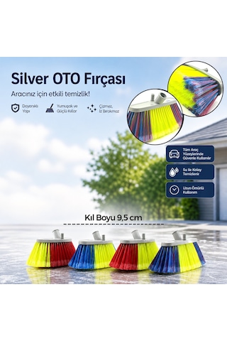 Günsan Standart Oto Yıkama Fırçası 6 Sıra - 9,5 Cm Kıl Boyu, Yumuşak Doku- 12'li Paket