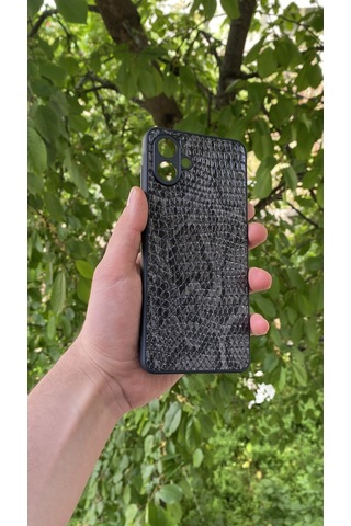 Samsung Uyumlu Galaxy A07 Yılan Desenli Kabartma Dokulu Kılıf Siyah
