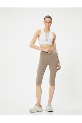 Koton Spor Kapri Tayt Standart Bel Slim Fit Kahverengi 4sak40150nk