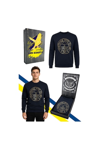 Fenerbahçe Erkek Trıbun Altın Logolu Sweat Uv Kutu Lacivert