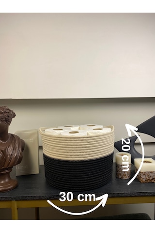 Jüt Tuvalet Kağıdı Düzenleyici, 30 X 20 Jüt Sepet, Çok Amaçlı Organizer Siyahkrem