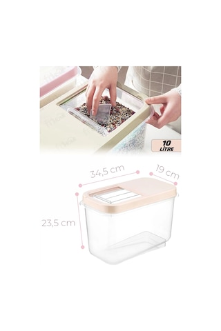 Multibox Tahıl Mama Bakliyat Un Vs. Şeffaf Sürgülü Kapak Erzak Saklama Kabı 10 Lt