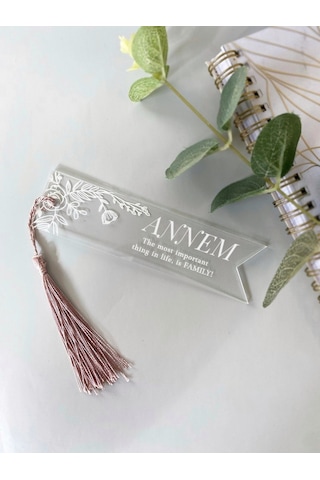 Pleksi İsme Özel Desenli Kitap Ayracı Beyaz-Tek Adet