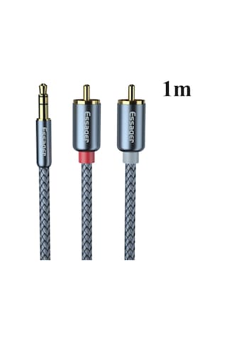 Essager 2 RCA Erkek Örgülü Stereo Ses Kablosu 3.5 MM 1 Metre