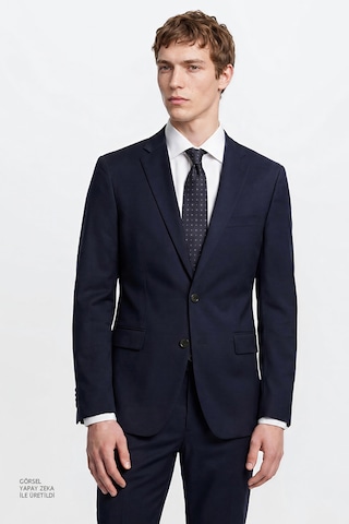 AC&Co / Altınyıldız Classics Erkek Slim Fit Dar Kesim Mono Yaka Takım Elbise Lacivert