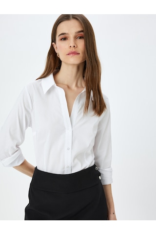 Koton Klasik Yaka Uzun Kollu Slim Fit Gömlek Beyaz 5sak60046uw Beyaz