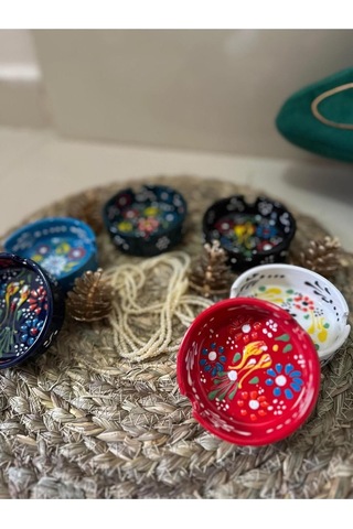 6 Lı Seramik El Işlemesi Çini Desen Küllük/kül Tablası Renkli
