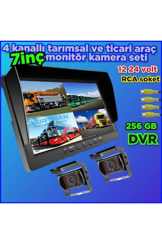 2 Adet Ledli Metal Kasa Kamera Ve 7 İnç Dvr Monitör Seti