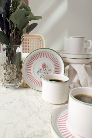 Keramika Rose Line Stackable Çay Takımı 12 Parça 6 Kişilik 22910