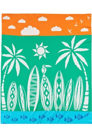 Organik Triko Bebek Örtüsü, Beach 80x90 , Yeşil