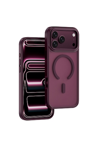 Apple iPhone Uyumlu 18 Pro Max Kılıf Wiwu Fgg-012 Armorpro Serisi M-safe Özellikli Parmak İzi Önleyici Bordo