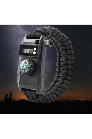 Paracord Dijital Saat Düdük Hayatta Kalma Kamp Bilekliği Evimdeyokyok