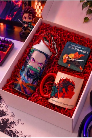 Anime Severlere Özel Demon Slayer Hediye Seti Nezuko Matara, Tanjiro Kupa, Zenitsu Bardak Altlığı