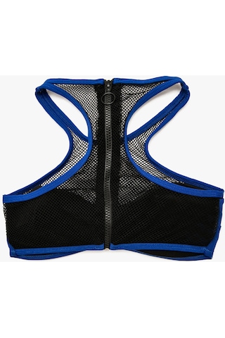 Koton Halter Yaka Fermuarlı Bikini Üstü Saks Mavisi 5yak89398bm 5YAK89398BM665 Saks Mavi